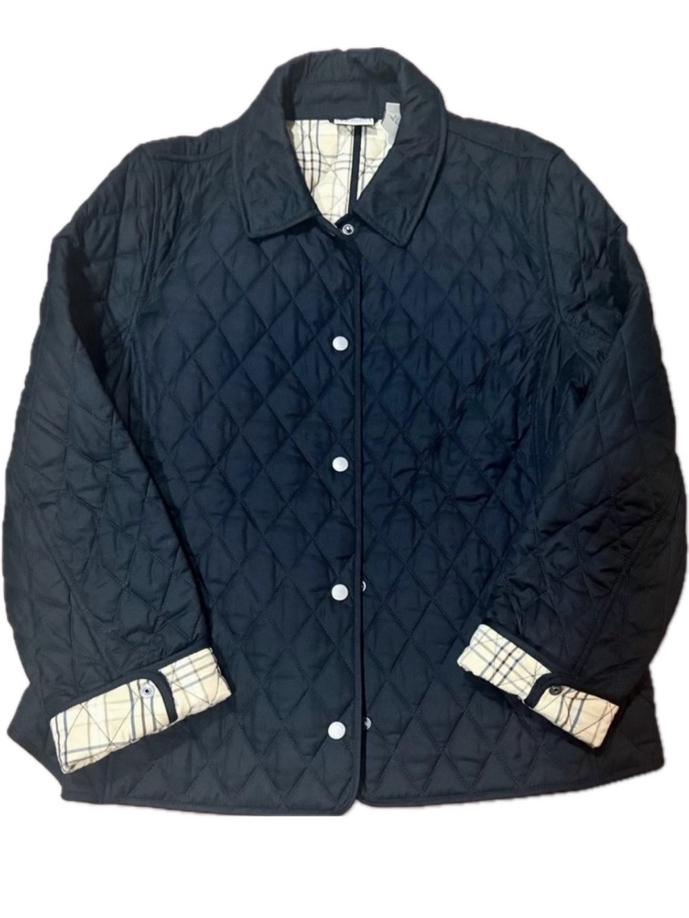 LL Bean XL Quilted Riding Jacket Black diamond-quilted shell tartan plaid NEW